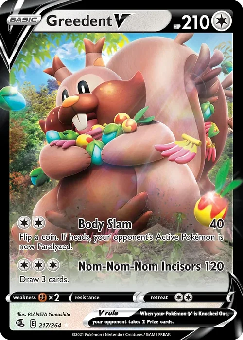 Greedent V 217 Pokemon card from Fusion Strike set