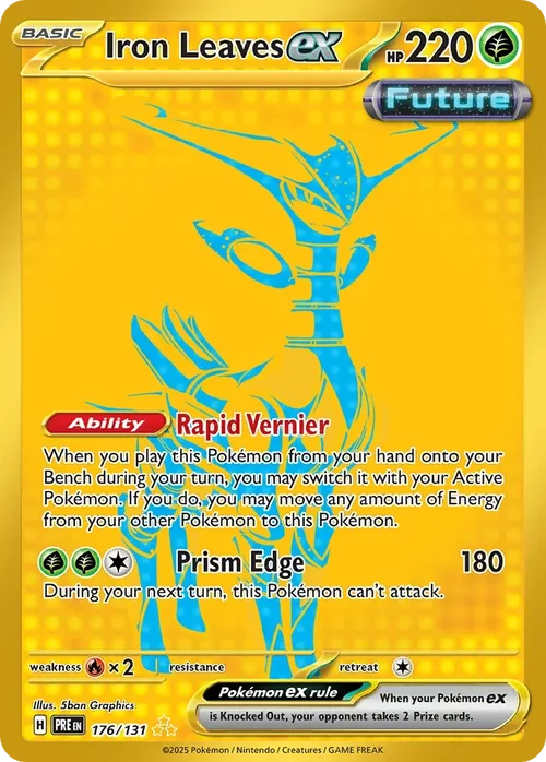 Iron Leaves ex 176 Pokemon card from Prismatic Evolutions set