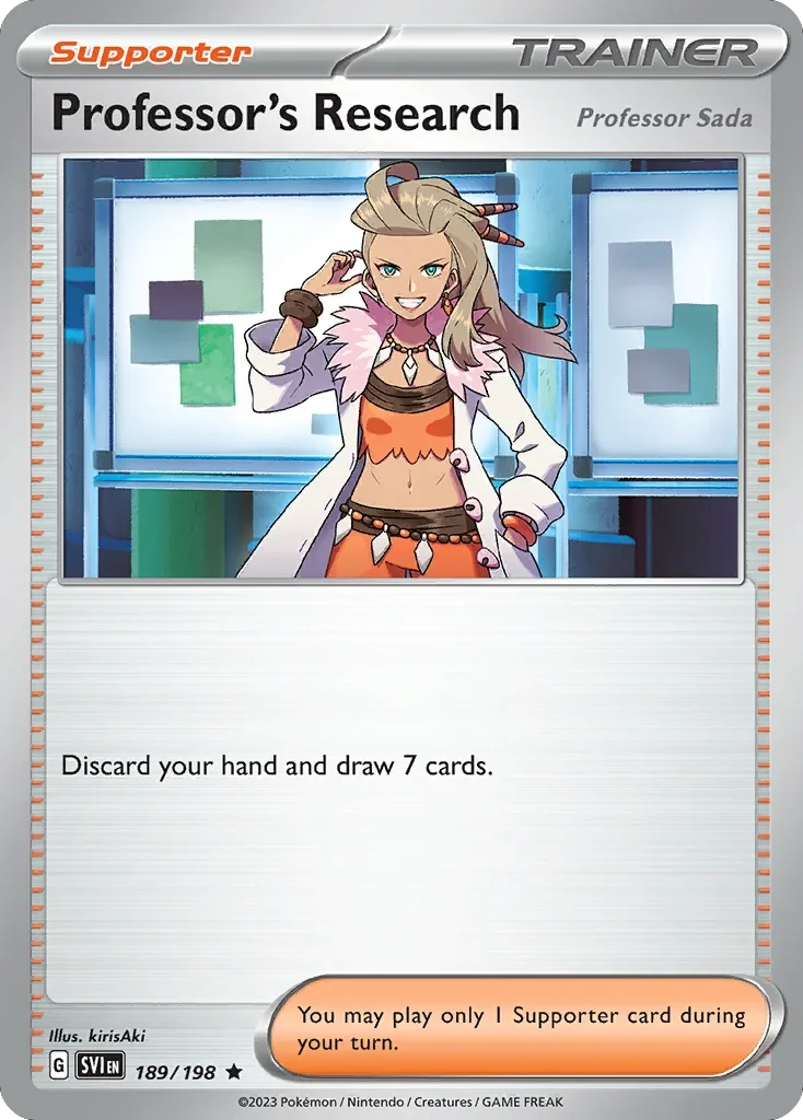 Professor's Research (Professor Sada) 189 Pokemon card from Scarlet & Violet set