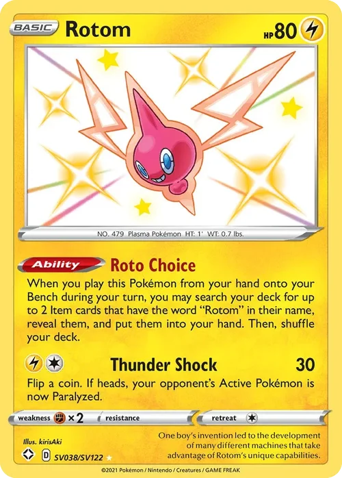 Rotom SV038 Pokemon card from Shining Fates set