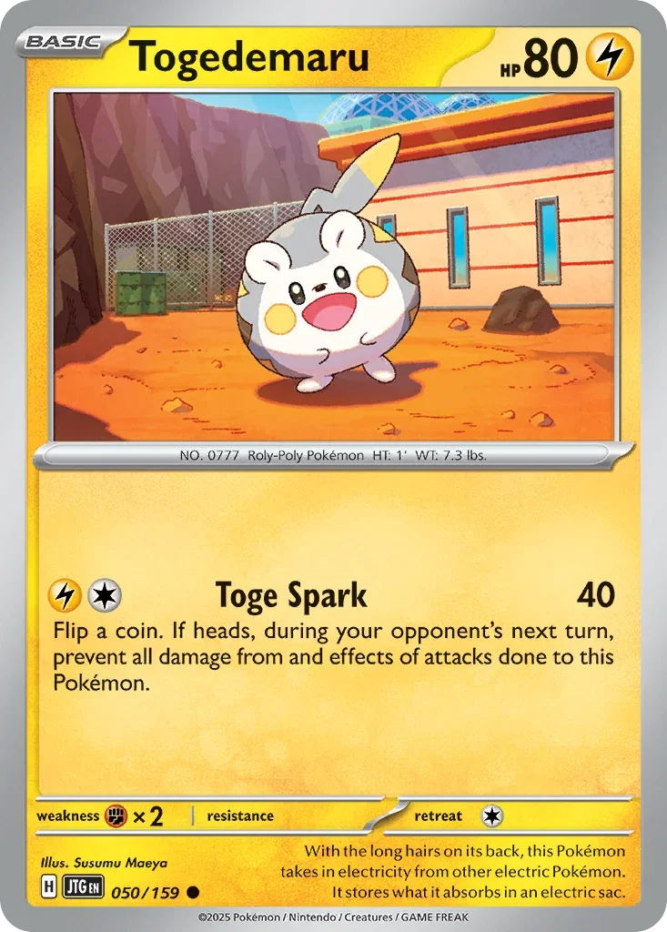 Togedemaru 50 Pokémon card from JTG set