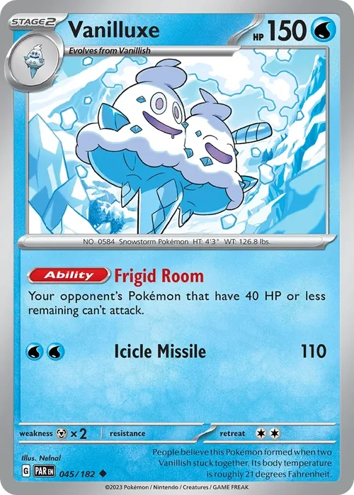 Vanilluxe 45 Pokemon card from Paradox Rift set