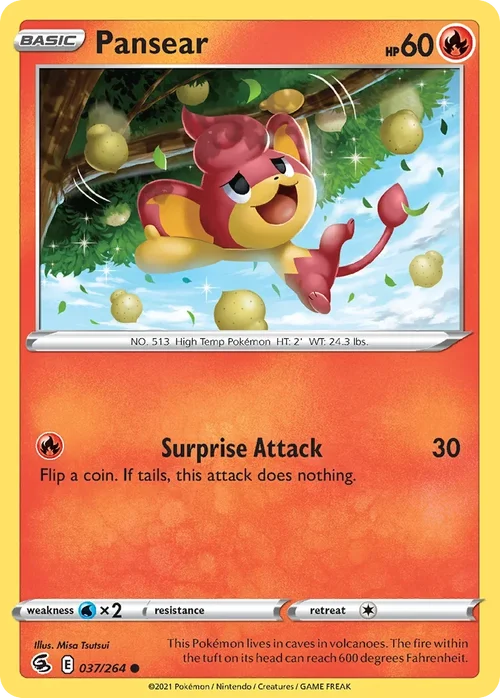 Pansear 37 Pokemon card from Fusion Strike set