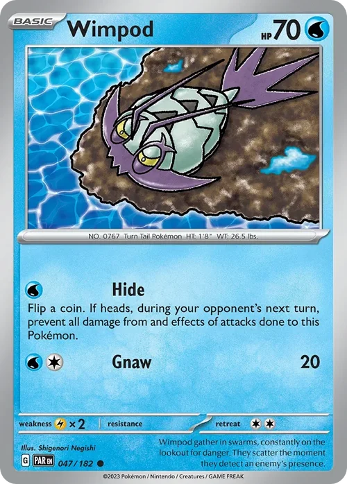 Wimpod 47 Pokemon card from Paradox Rift set