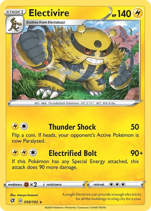 Electivire 59 Pokemon card from Rebel Clash set