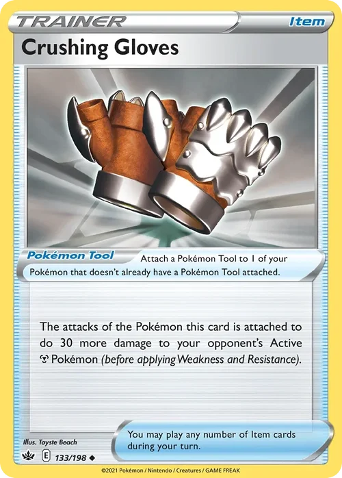 Crushing Gloves 133 Pokemon card from Chilling Reign set