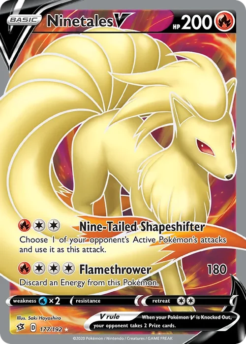 Ninetales V 177 Pokemon card from Rebel Clash set