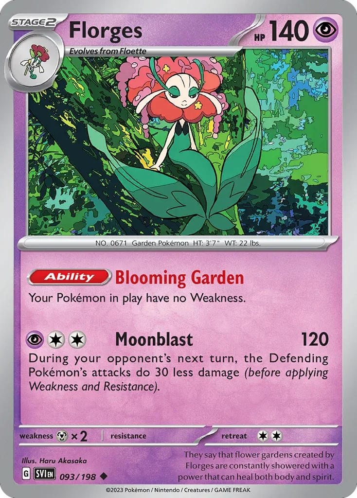 Florges 93 Pokemon card from Scarlet & Violet set