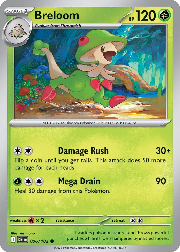 Breloom 6 Pokemon card from Destined Rivals set