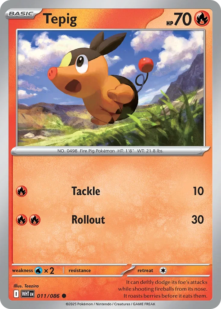 Tepig 11 Pokemon card from White Flare set