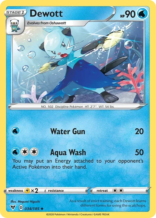 Dewott 34 Pokemon card from Vivid Voltage set