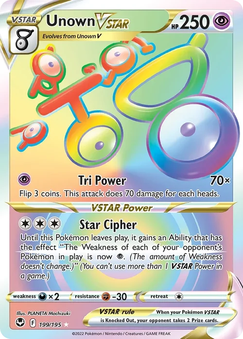 Unown VSTAR 199 Pokemon card from Silver Tempest set