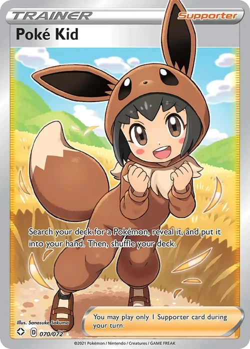 Poké Kid 70 Pokemon card from Shining Fates set
