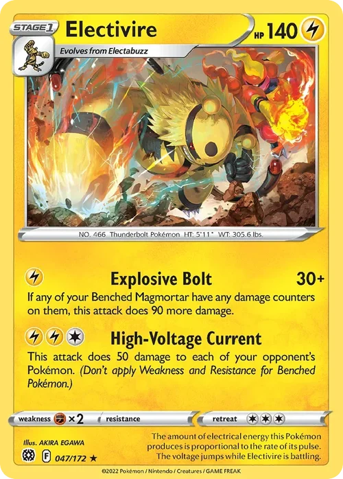Electivire 047 Pokemon card from Brilliant Stars set