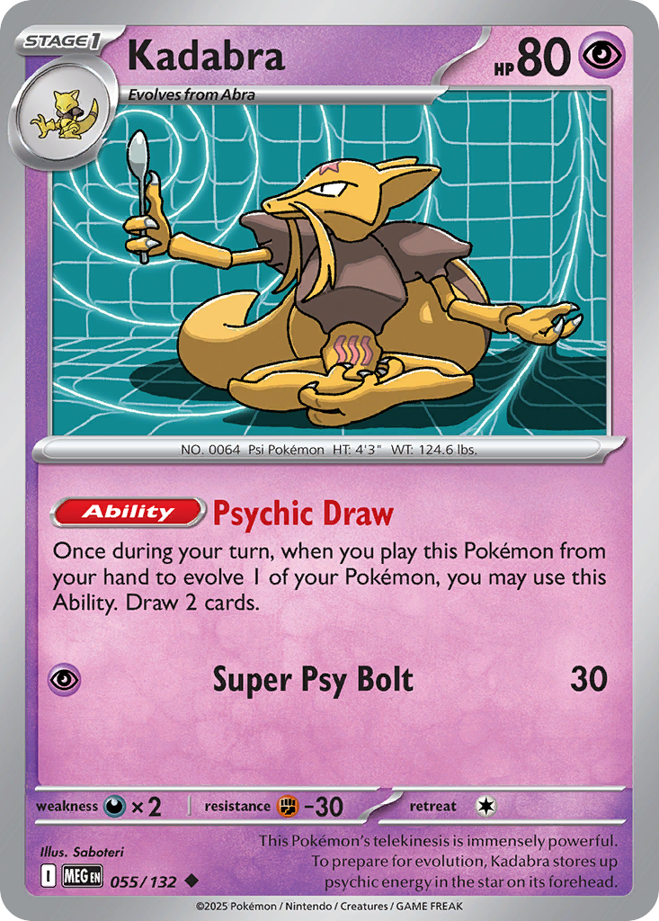 Kadabra 55 Pokemon card from Mega Evolution set