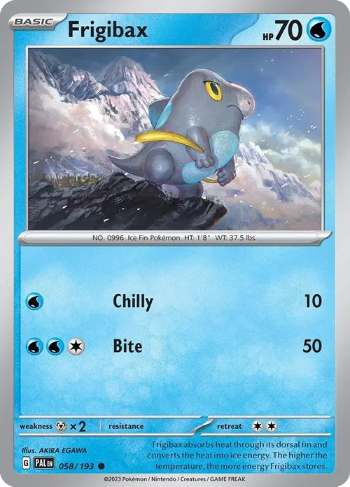 Frigibax 58 Pokemon card from Paldea Evolved set