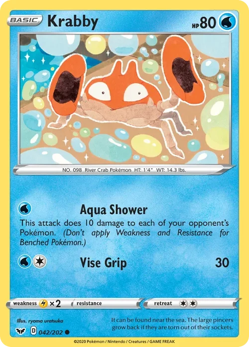 Krabby 42 Pokemon card from Sword & Shield set