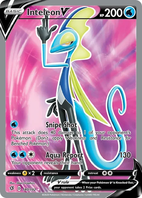 Inteleon V 180 Pokemon card from Rebel Clash set