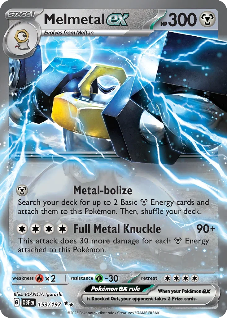 Melmetal ex 153 Pokémon card from Obsidian Flames set