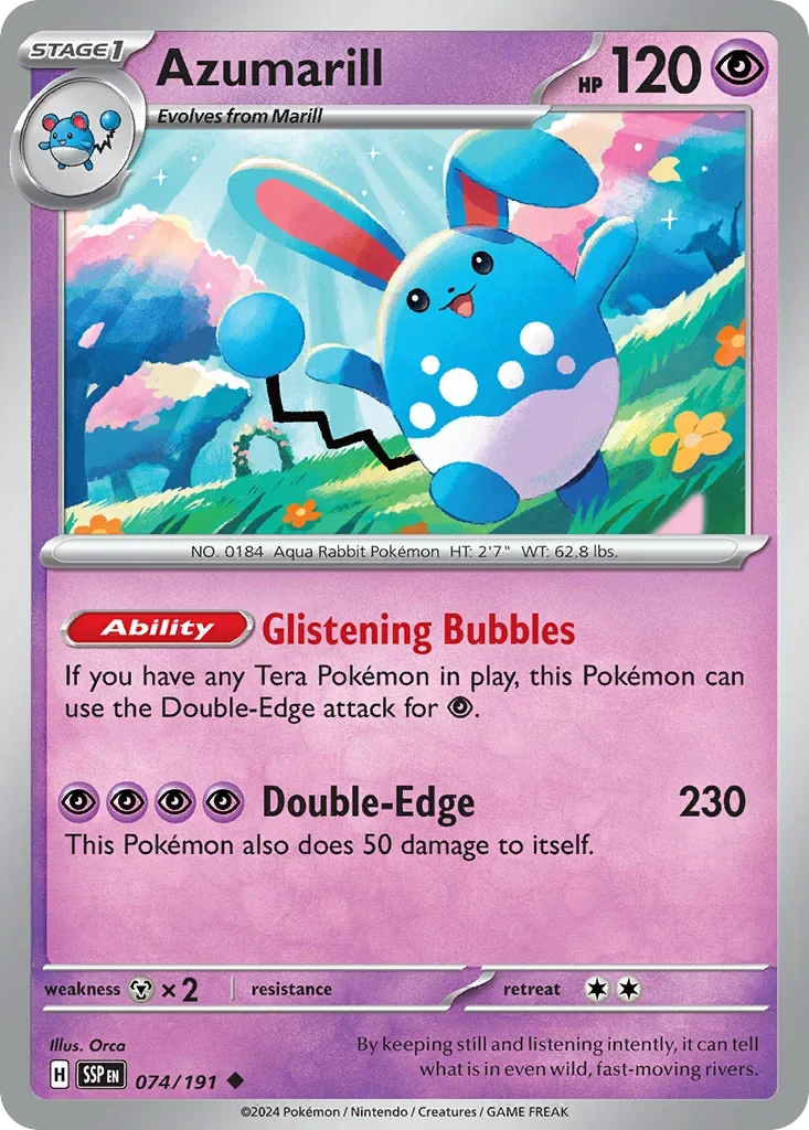 Azumarill 074/167 Pokemon card from Surging Sparks set