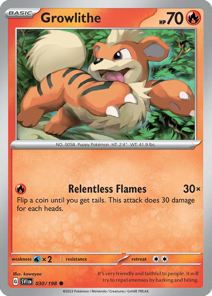 Growlithe 30 Pokemon card from Scarlet & Violet set