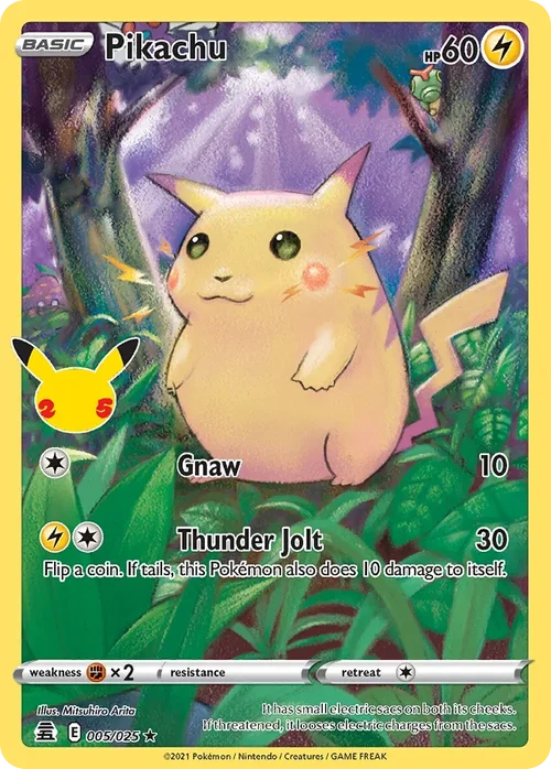 Pikachu 5 Pokemon card from Celebrations set