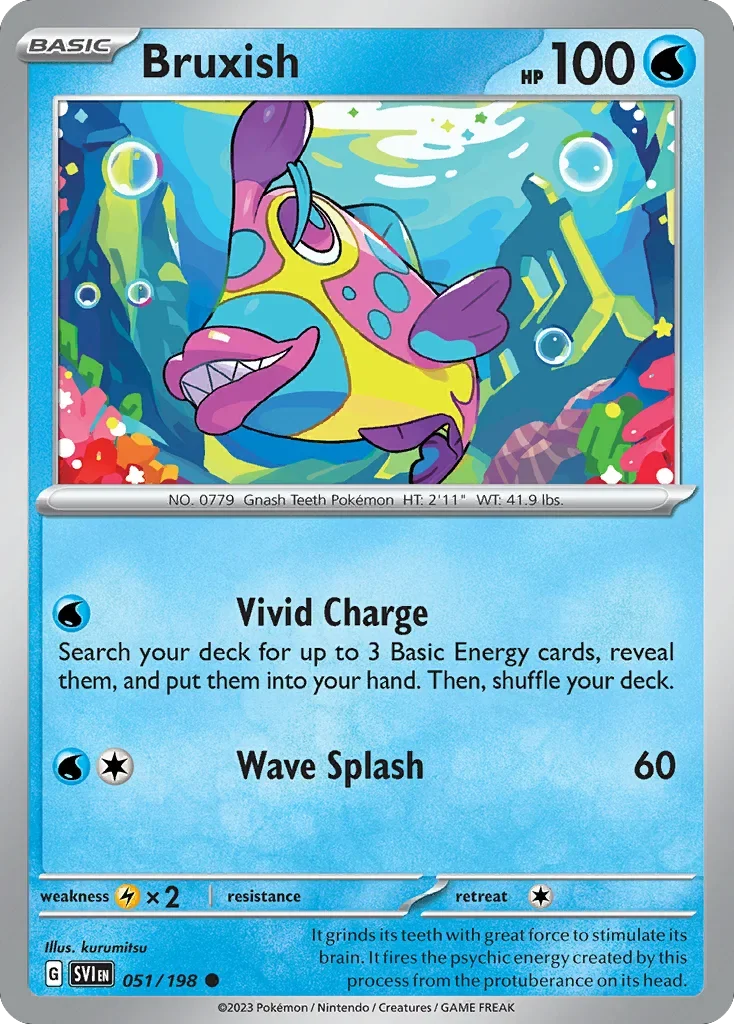 Bruxish 51 Pokemon card from Scarlet & Violet set