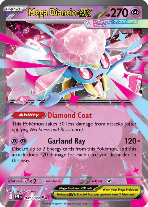 Mega Diancie ex 41 Pokémon card from Phantasmal Flames set