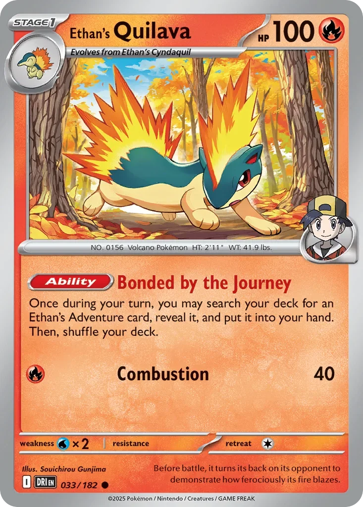 Ethan's Quilava 33 Pokemon card from Destined Rivals set