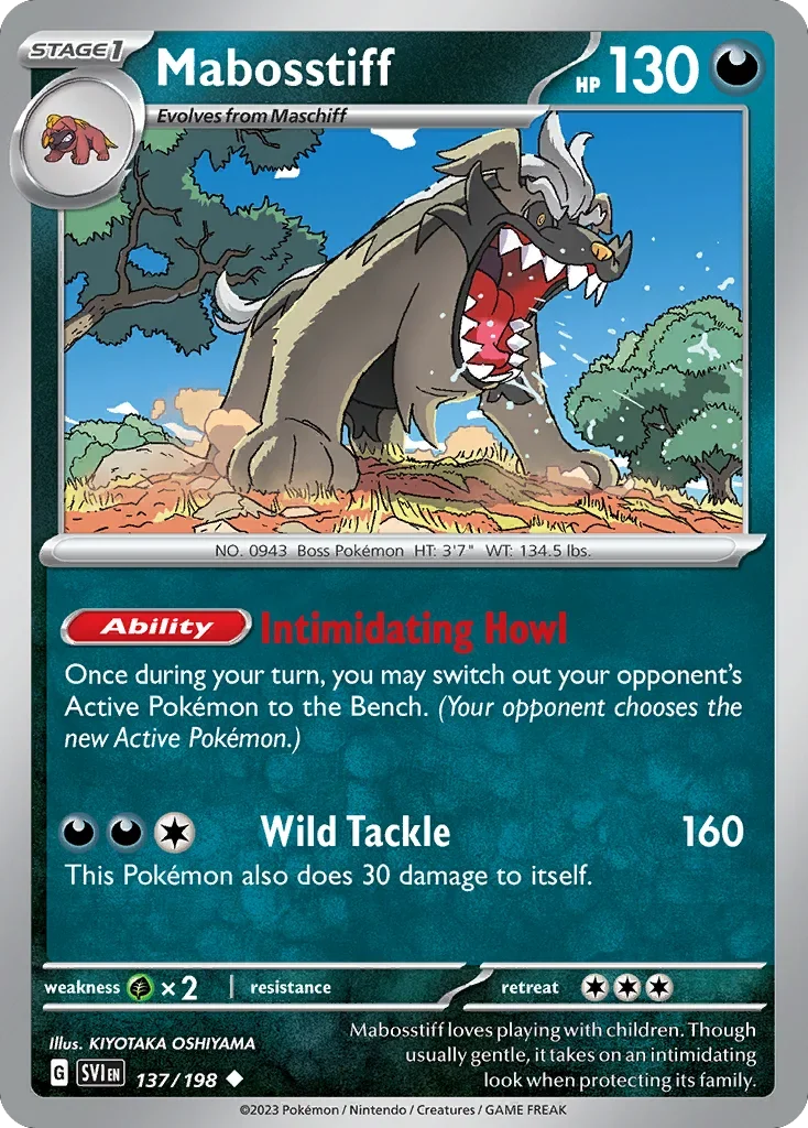 Mabosstiff 137 Pokemon card from Scarlet & Violet set