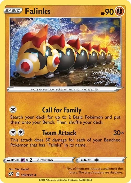 Falinks 109 Pokemon card from Rebel Clash set