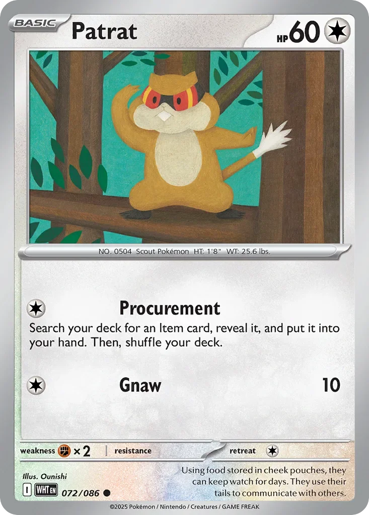 Patrat 72 Pokemon card from White Flare set
