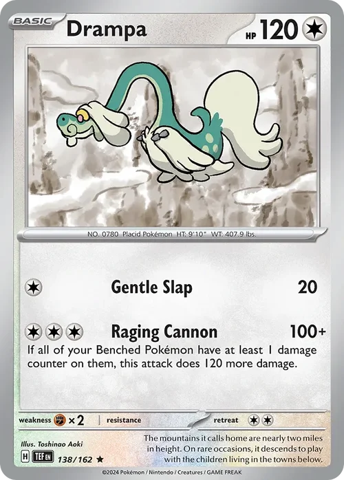 Drampa 138 Pokemon card from Temporal Forces set