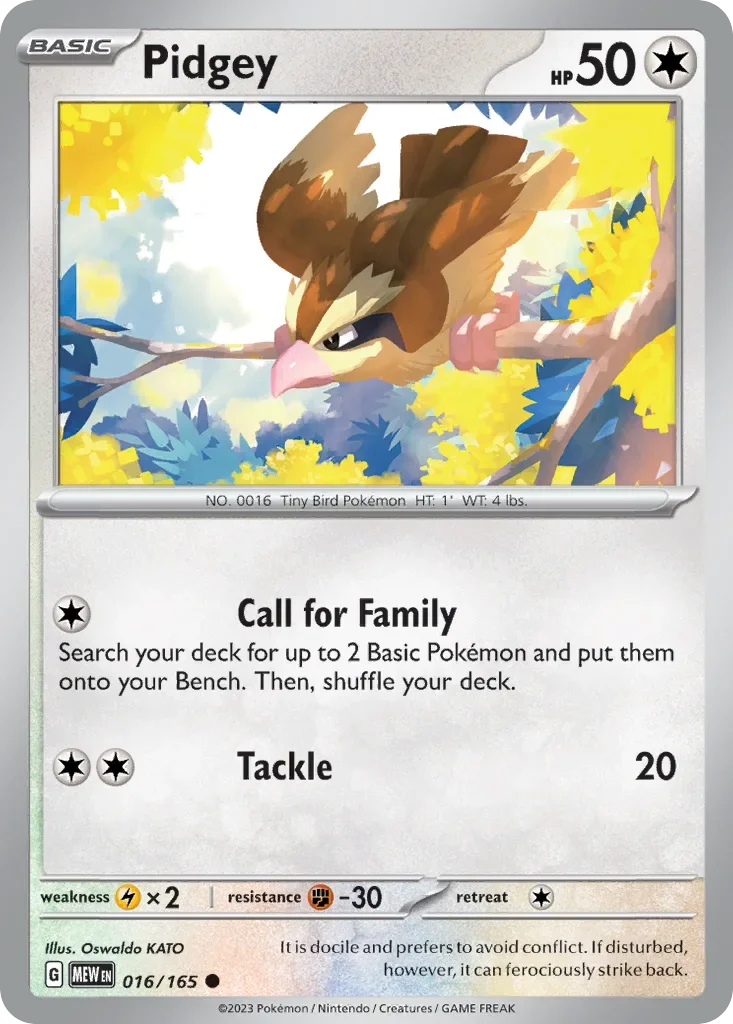 Pidgey 016 Pokémon card