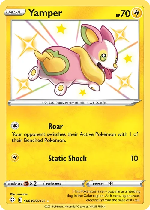 Yamper SV039 Pokemon card from Shining Fates set