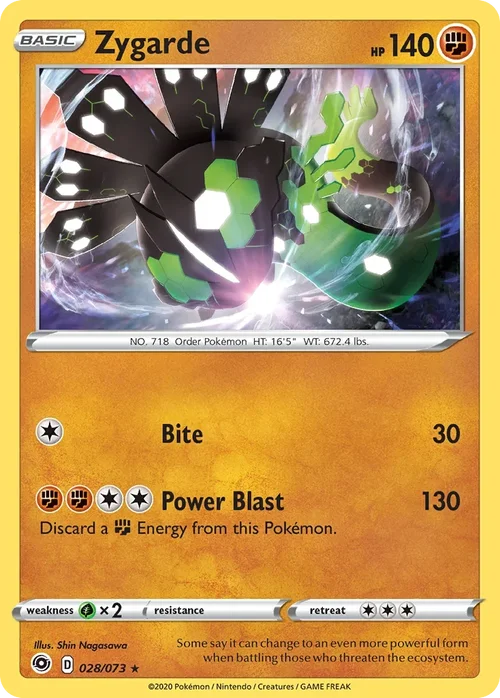 Zygarde 28 Pokemon card from Champion's Path set