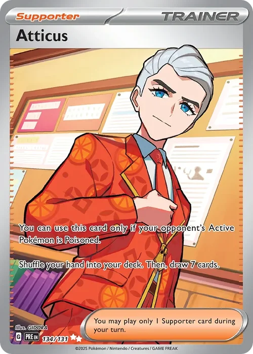 Atticus 134 Pokemon card from Prismatic Evolutions set