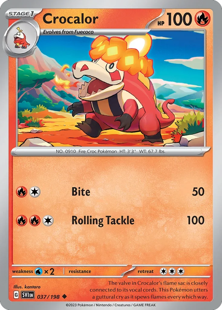 Crocalor 37 Pokemon card from Scarlet & Violet set