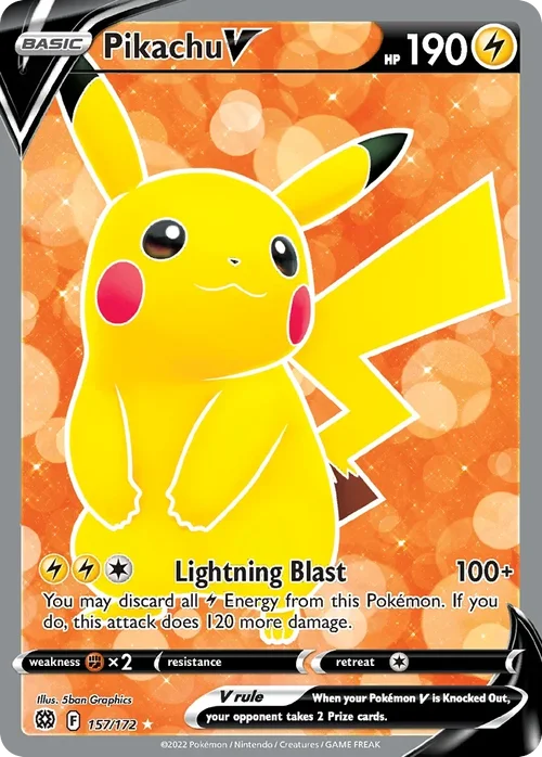 Pikachu V 157 Pokemon card from Brilliant Stars set