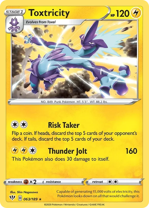 Toxtricity 63 Pokemon card from Darkness Ablaze set