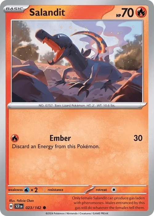 Salandit 23 Pokemon card from Stellar Crown set