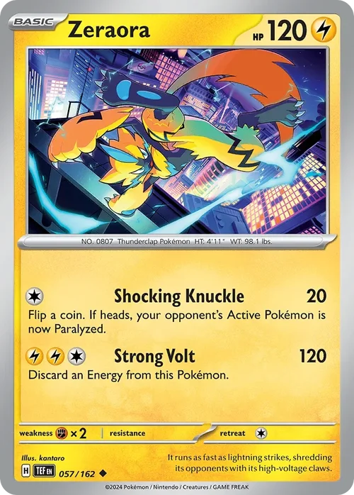 Zeraora 57 Pokemon card from Temporal Forces set
