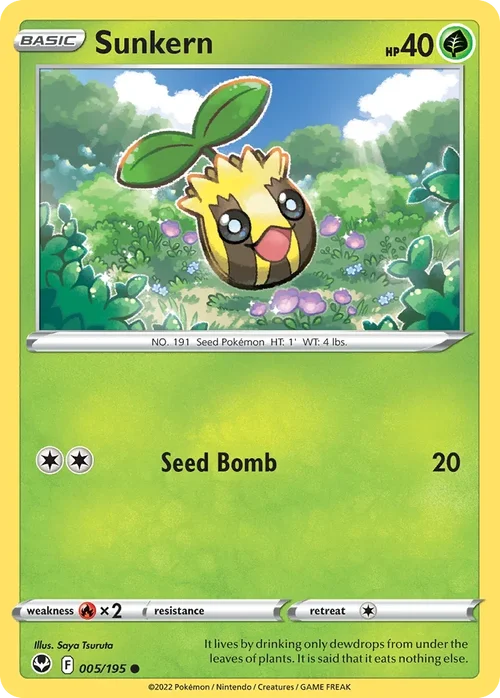 Sunkern 5 Pokemon card from Silver Tempest set