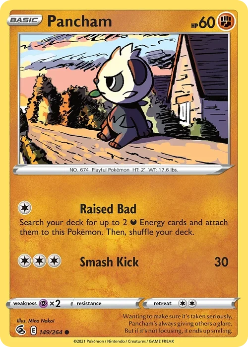 Pancham 149 Pokemon card from Fusion Strike set