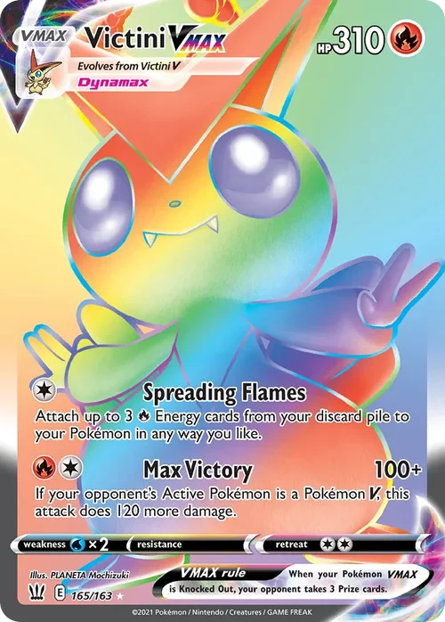 Victini VMAX 165 Pokemon card from Battle Styles set
