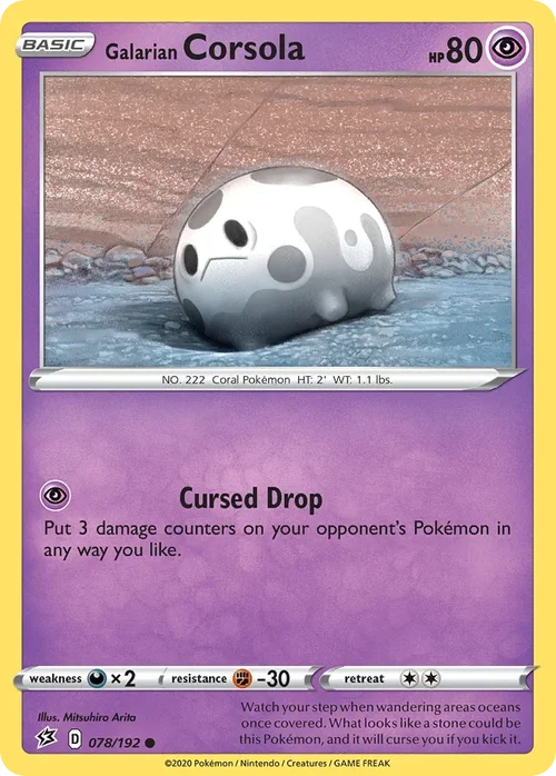 Galarian Corsola 78 Pokemon card from Rebel Clash set