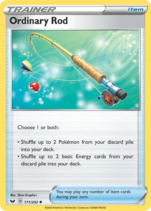 Ordinary Rod 171 Pokemon card from Sword & Shield set