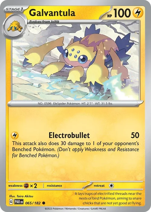 Galvantula 65 Pokemon card from Paradox Rift set