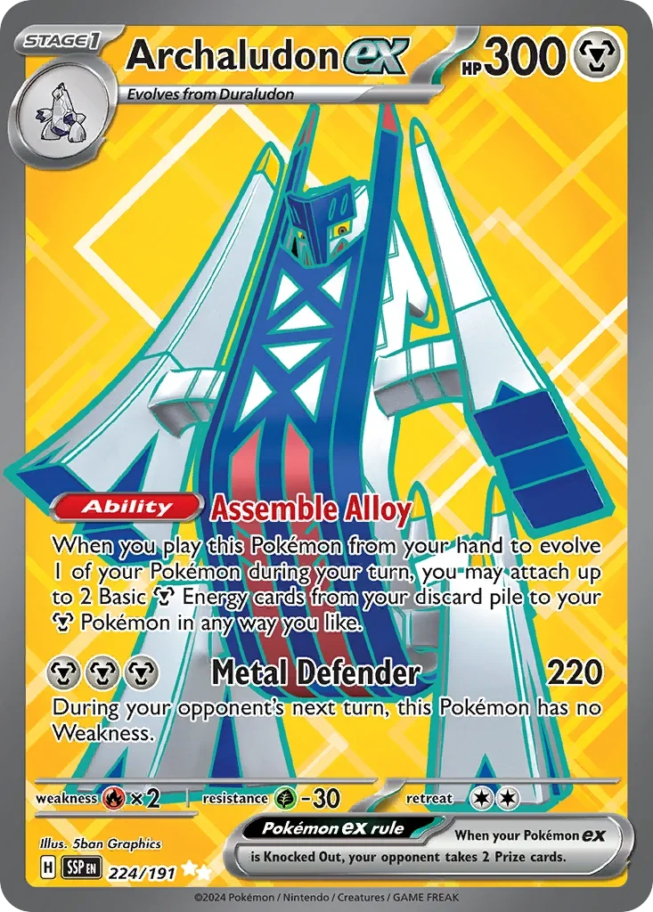 Archaludon ex 224/167 Pokemon card from Surging Sparks set