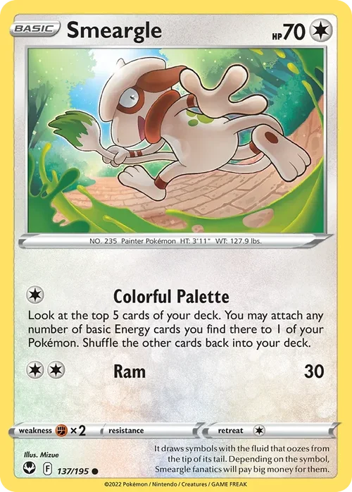 Smeargle 137 Pokemon card from Silver Tempest set